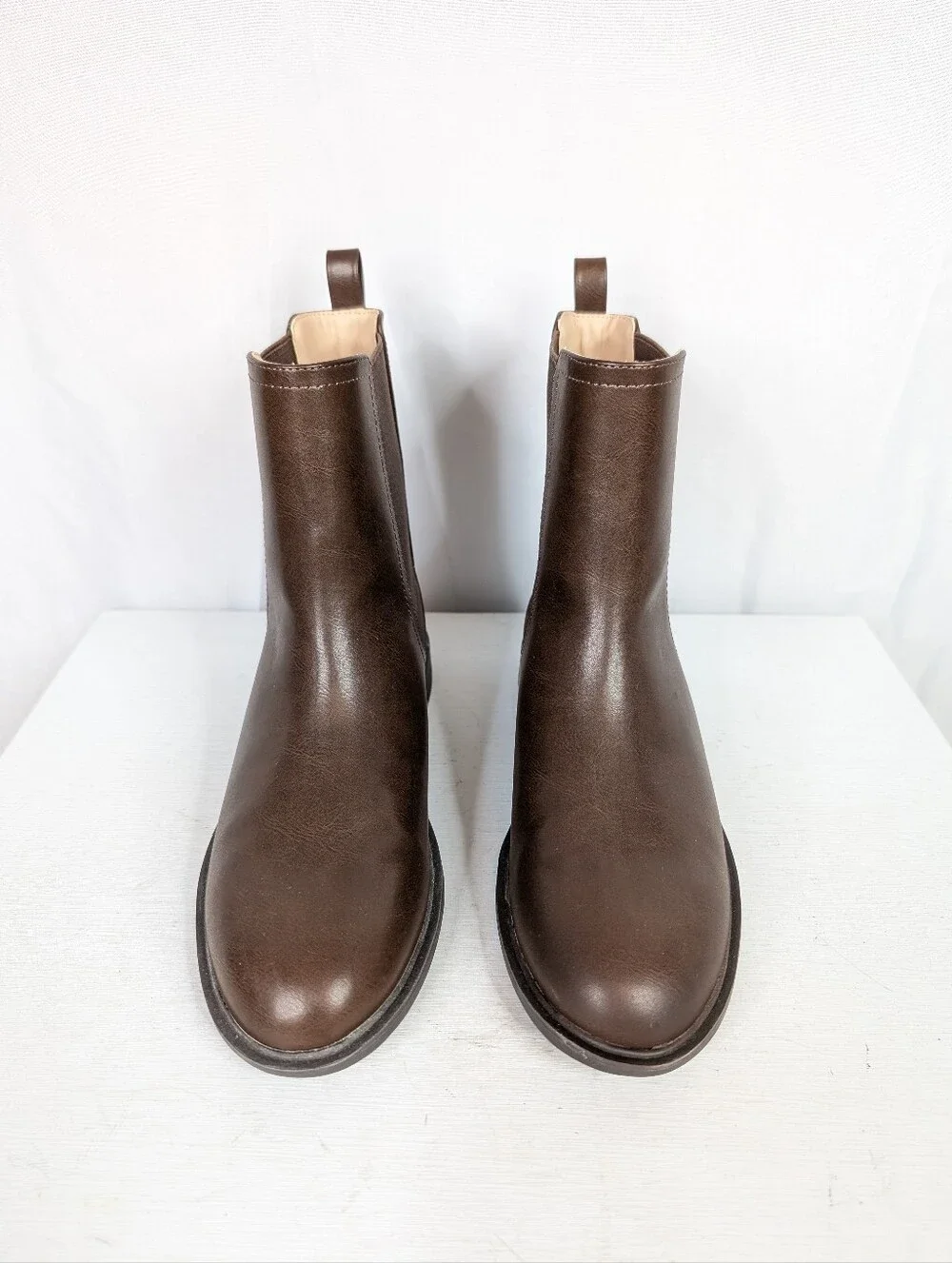 Journee Collection Violet Faux Leather Brown Chelsea Boots - Size 8